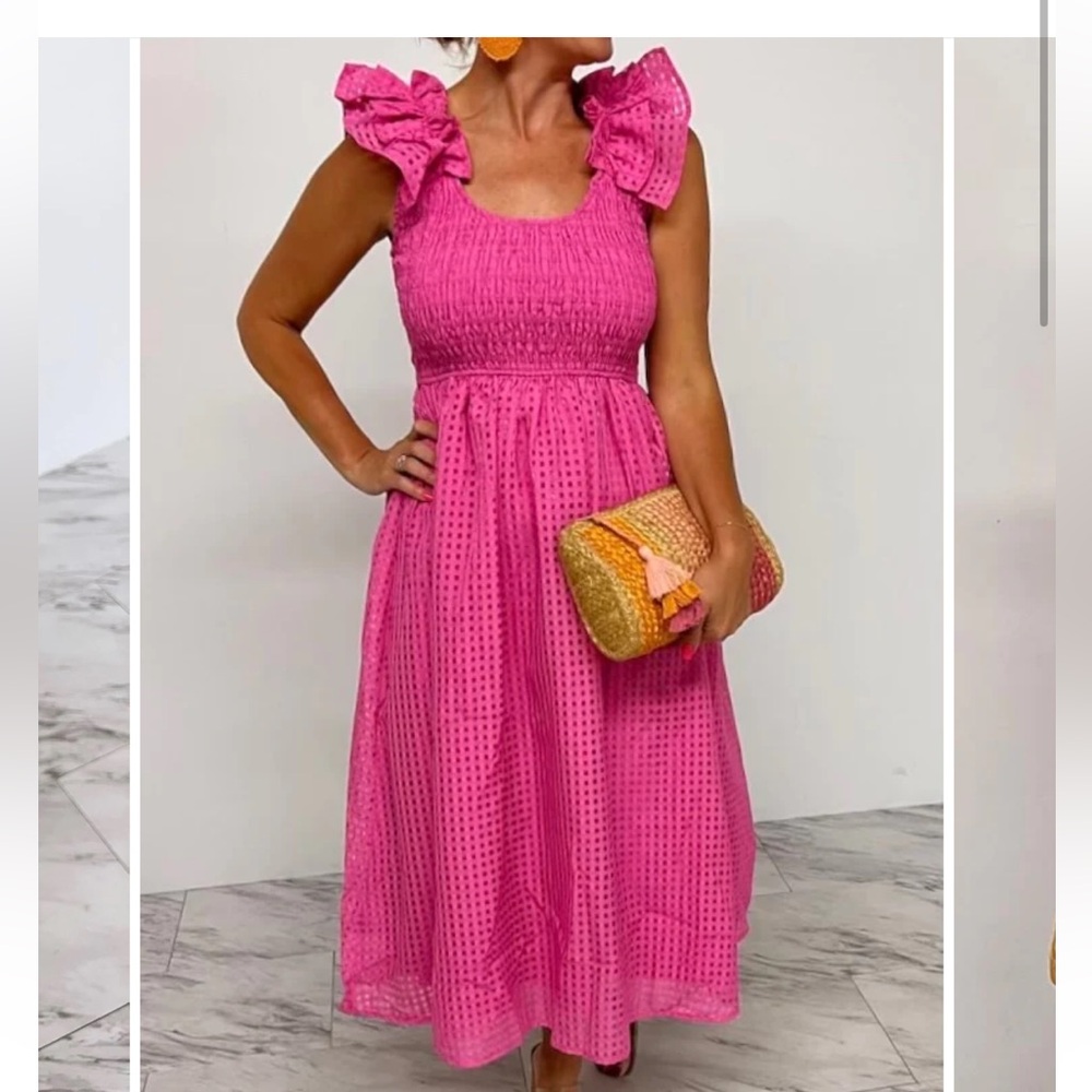 Ruffle shoulder midi dress - never worn!